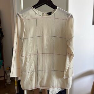 Theory 100% silk Cream and Black Checkered Blouse